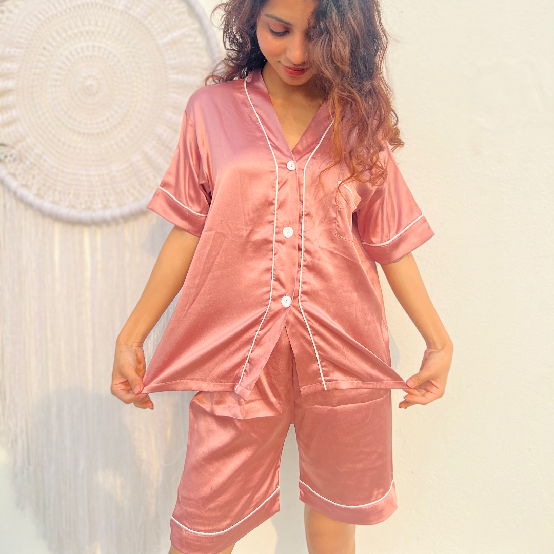 Non printed Silk Pj Set